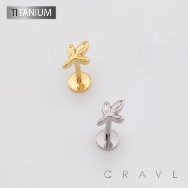 3D BOTANICAL LEAF TOP THREADLESS PUSH IN ASTM F136 IMPLANT GRADE TITANIUM LABRET SET